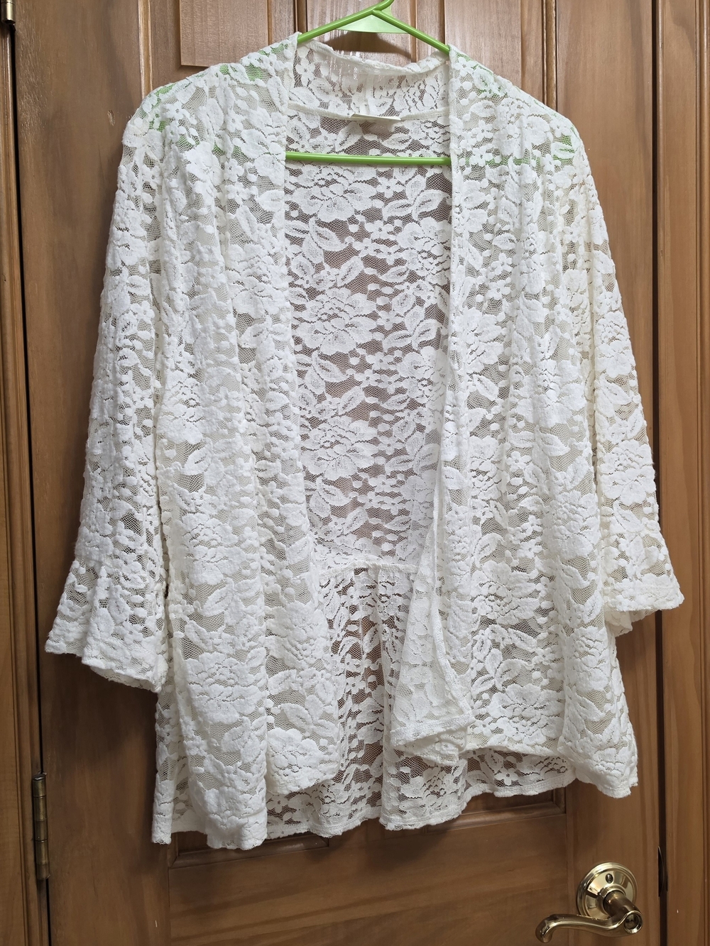 PerSeption Concept Cream Lace Open-Front Cardigan